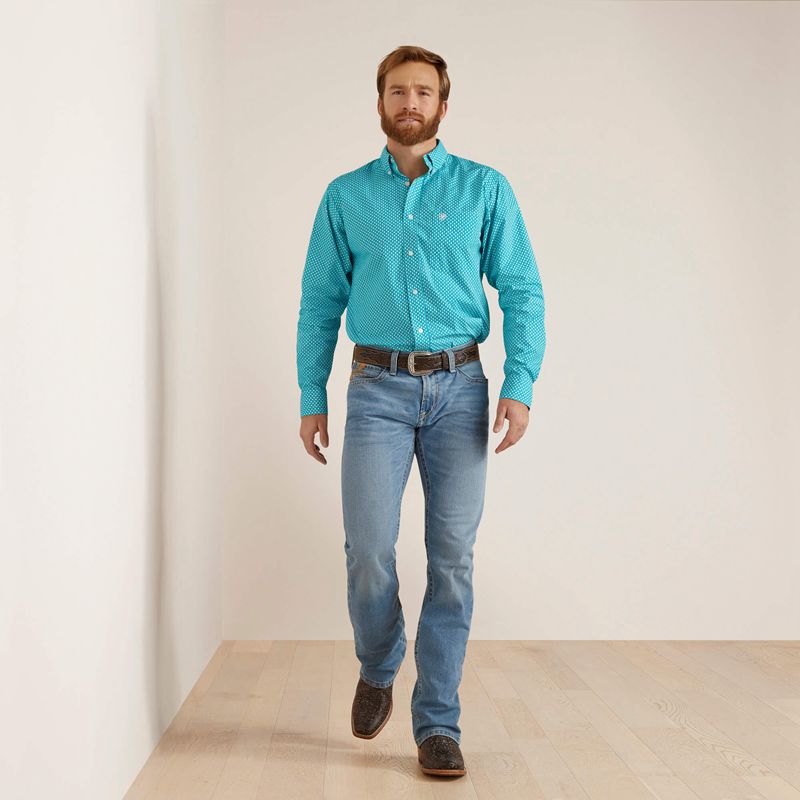 Ariat Blaine Fitted Shirt Turquoise Homme | WGS-52328456