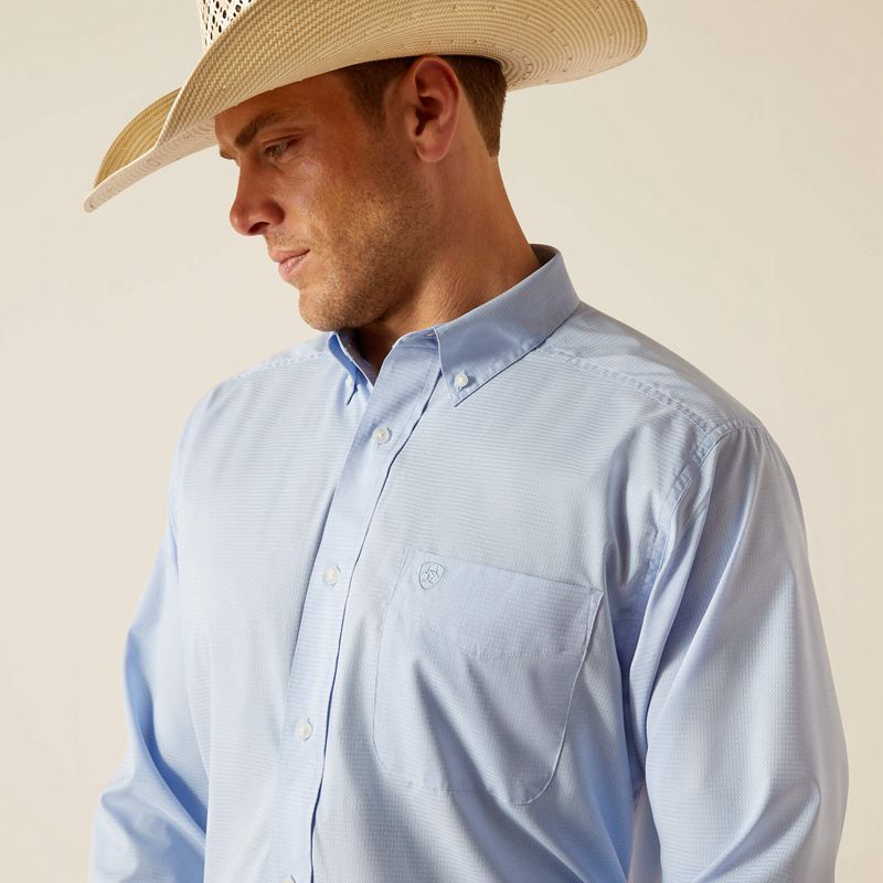 Ariat 360 Airflow Classic Fit Shirt Bleu Clair Homme | RNS-50760676