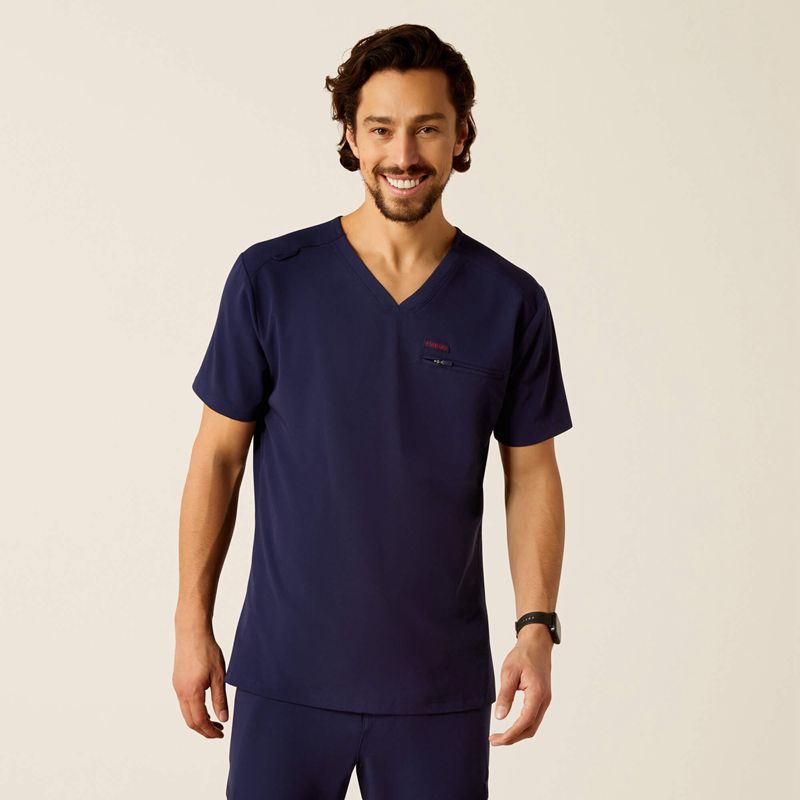 Ariat Whitman Scrub Top Bleu Marine Homme | JEC-45753443