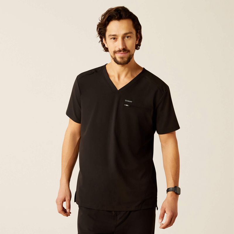 Ariat Whitman Scrub Top Noir Homme | XES-32668598