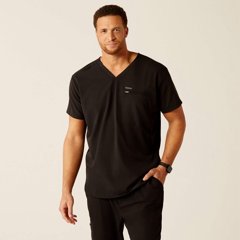 Ariat Whitman Scrub Top Noir Homme | XES-32668598