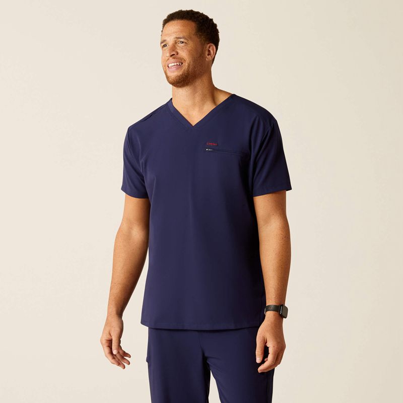 Ariat Whitman Scrub Top Bleu Marine Homme | JEC-45753443