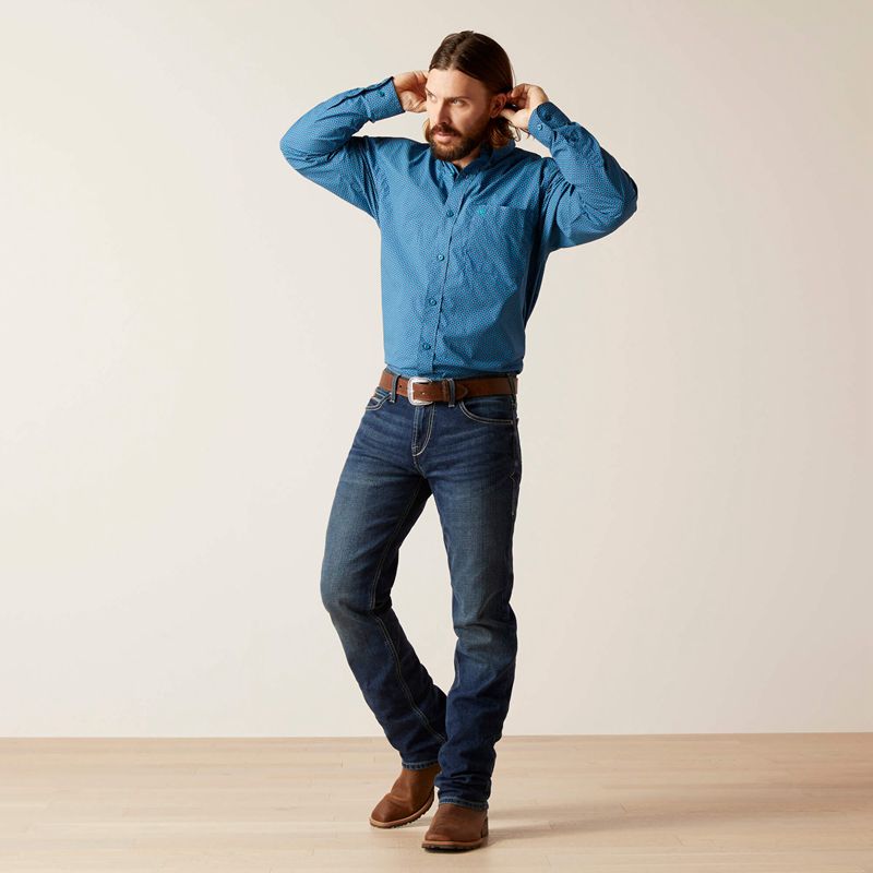 Ariat Braxton Classic Fit Shirt Spellbound Teal Homme | XRH-18419181