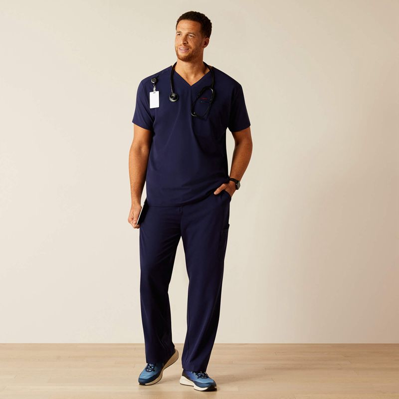 Ariat Whitman Scrub Top Bleu Marine Homme | JEC-45753443