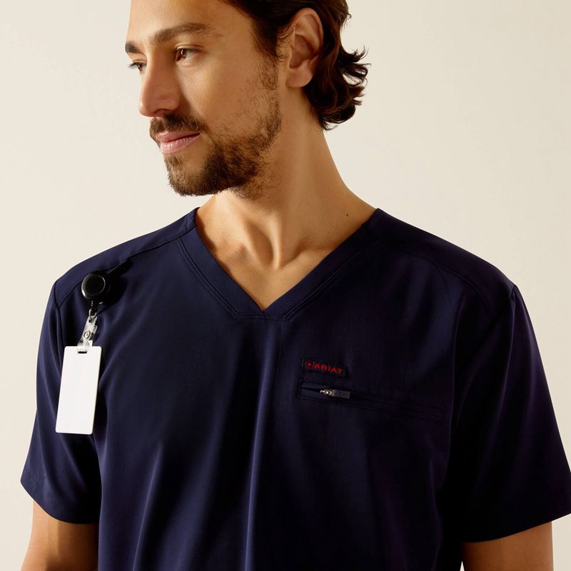 Ariat Whitman Scrub Top Bleu Marine Homme | JEC-45753443