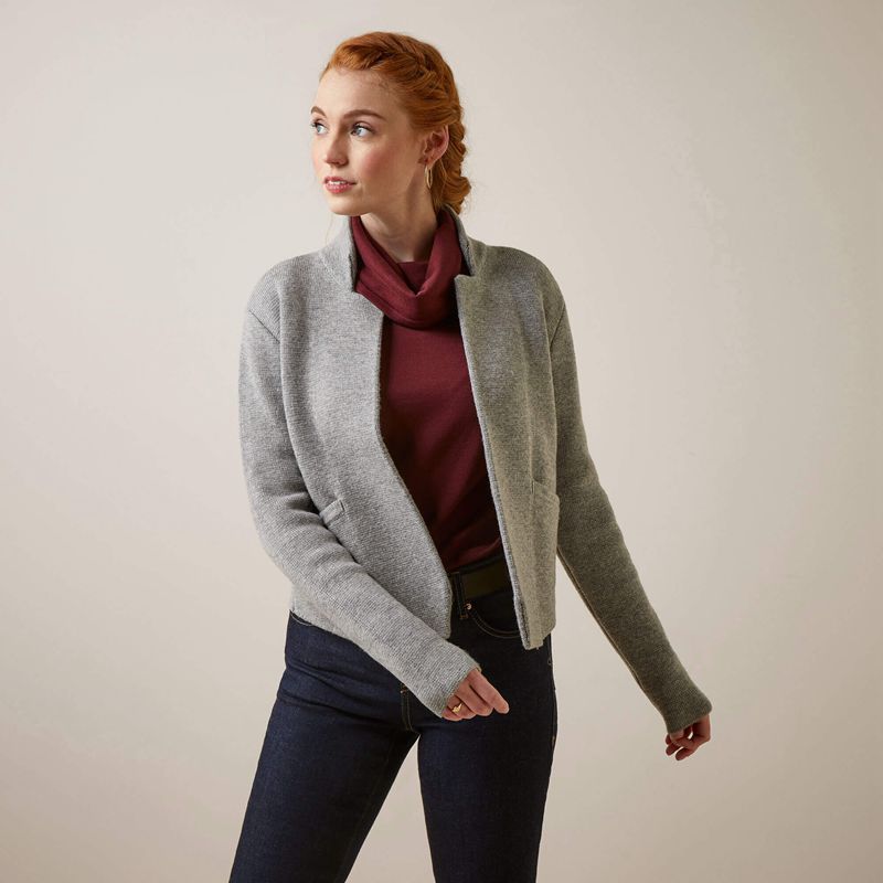 Ariat Daly Cardigan Heather Gray Femme | LXP-04866062