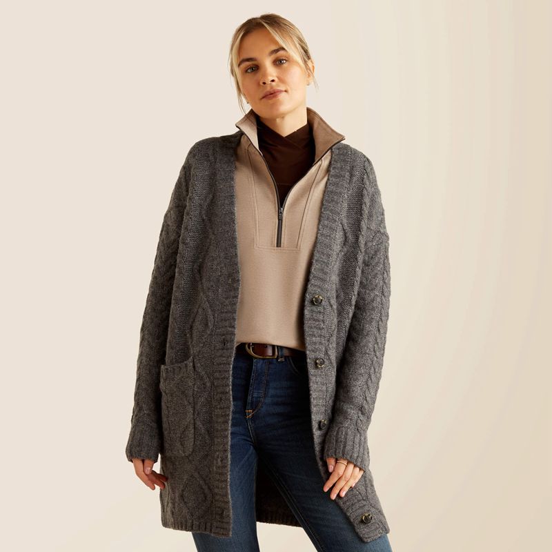 Ariat Colma Cardigan Charcoal Femme | OJM-91787461