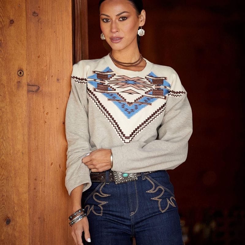 Ariat Chimayo Embroidered Sweatshirt Brindle Femme | VZV-67085085