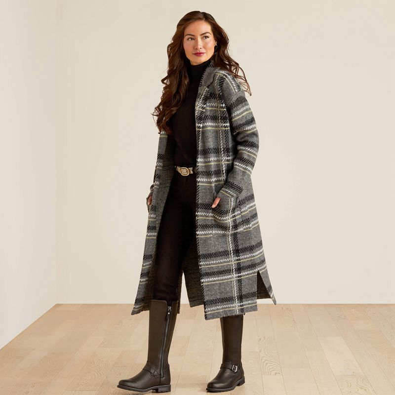 Ariat Ballston Cardigan Charcoal Plaid Femme | ZPV-40724026