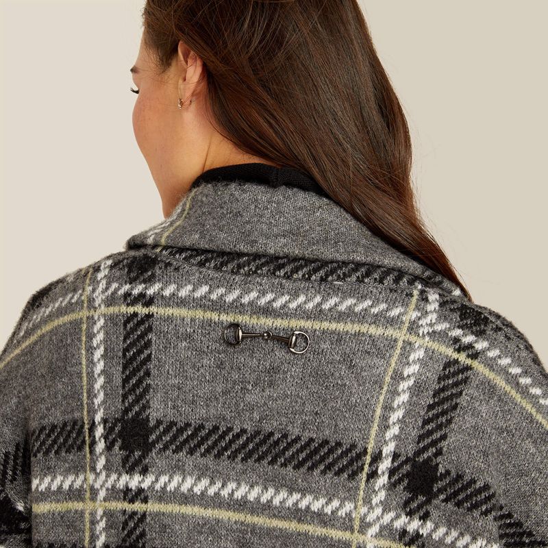 Ariat Ballston Cardigan Charcoal Plaid Femme | ZPV-40724026