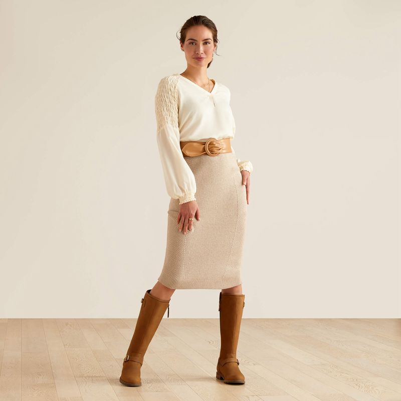 Ariat Malvern Skirt Oatmeal Heather Femme | XZU-98295891