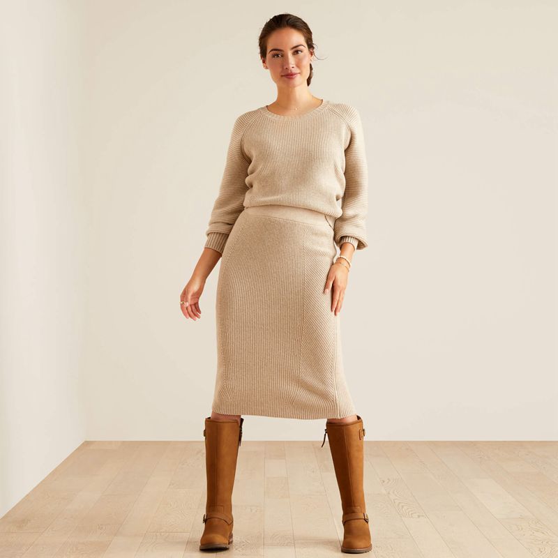 Ariat Malvern Skirt Oatmeal Heather Femme | XZU-98295891