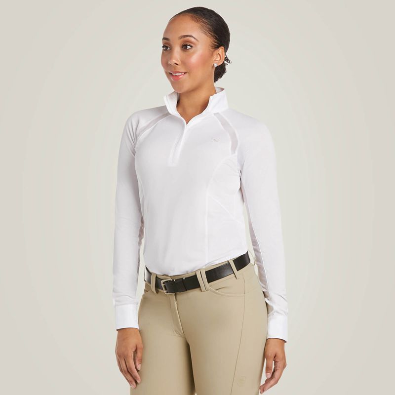 Ariat Sunstopper Pro 2.0 Show Shirt Blanche Femme | HTO-80031997