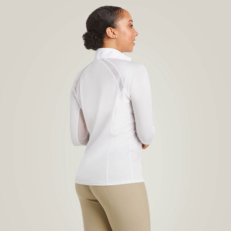 Ariat Sunstopper Pro 2.0 Show Shirt Blanche Femme | HTO-80031997