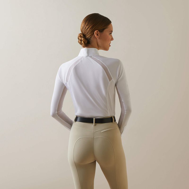 Ariat Sunstopper Pro 2.0 Show Shirt White/Oscar Femme | HZV-52005414