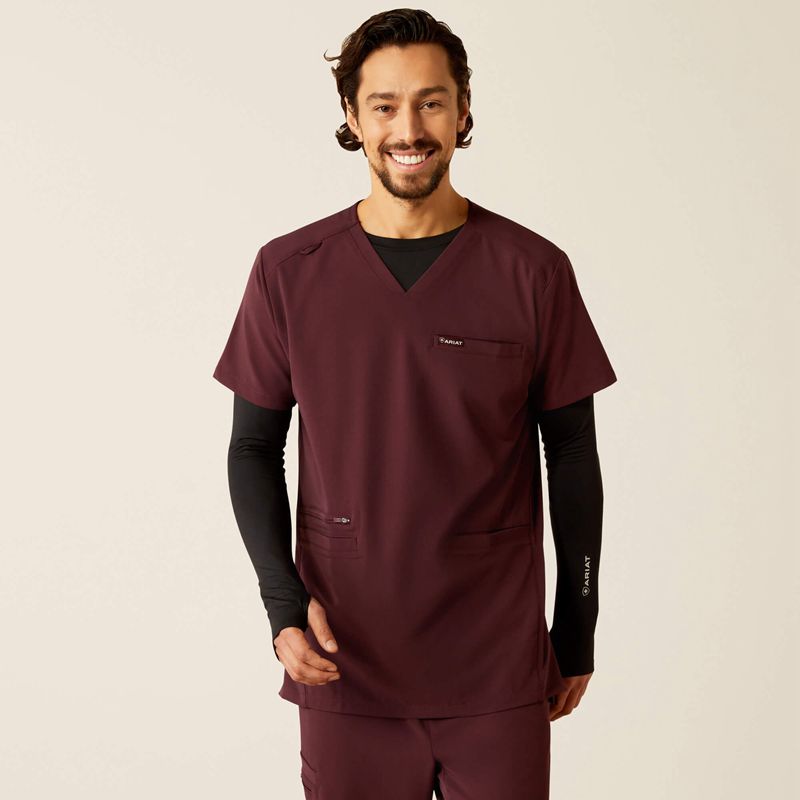 Ariat Derham 6 Pocket Scrub Top Winetasting Homme | DJH-46107604