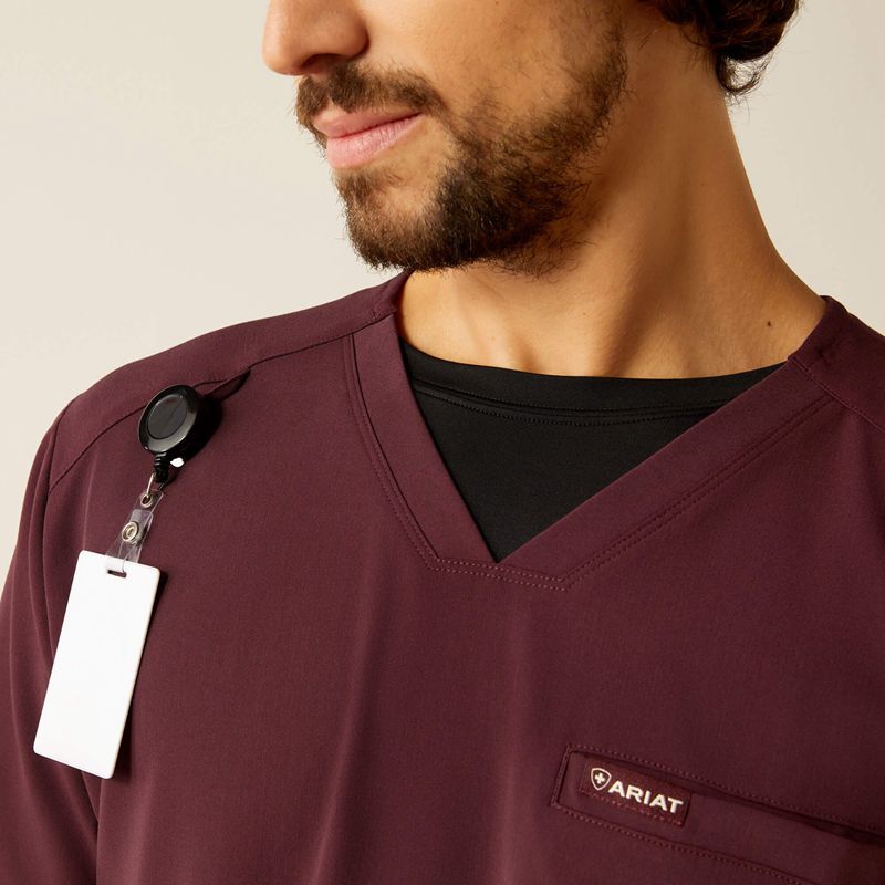 Ariat Derham 6 Pocket Scrub Top Winetasting Homme | DJH-46107604