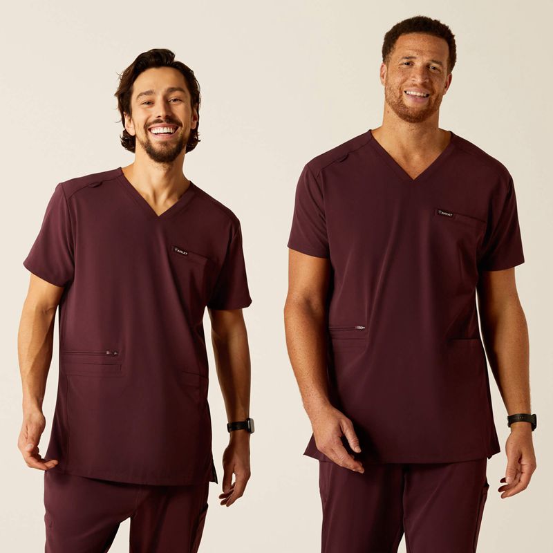 Ariat Derham 6 Pocket Scrub Top Winetasting Homme | DJH-46107604