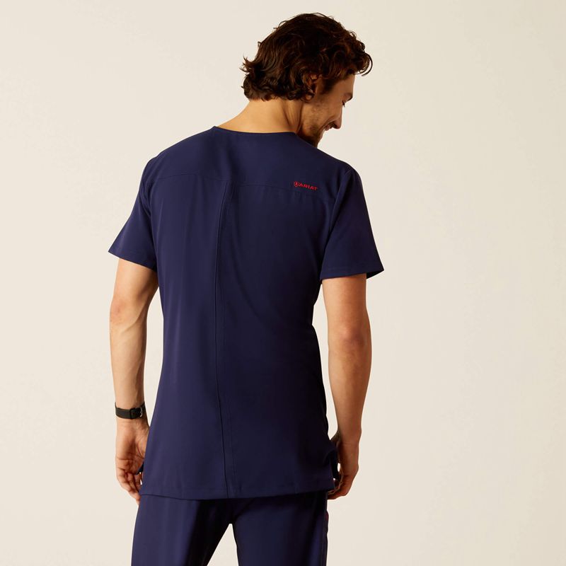 Ariat Derham 6 Pocket Scrub Top Bleu Marine Homme | TLS-84492300