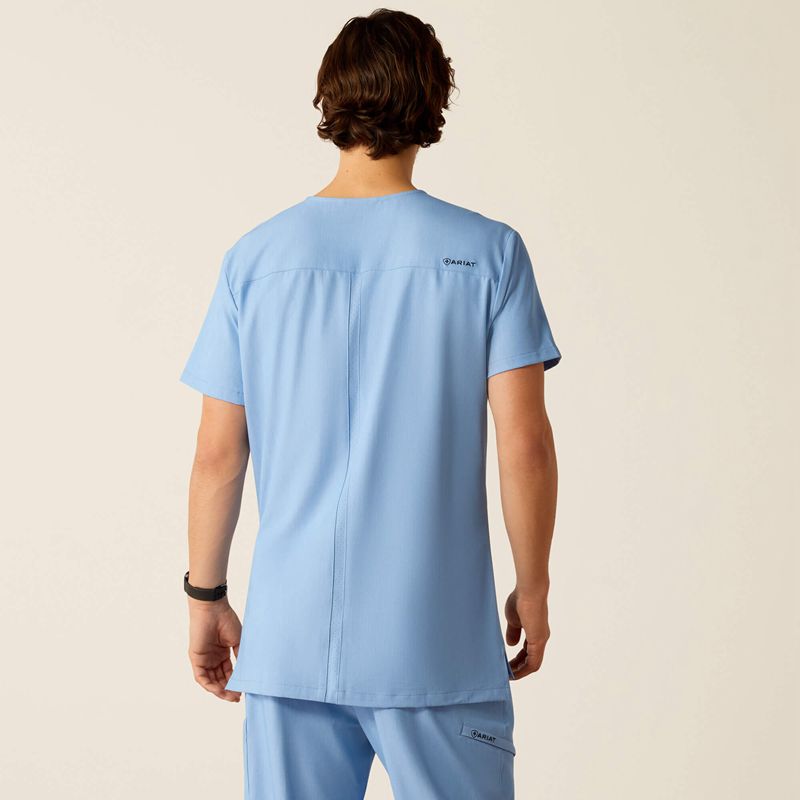 Ariat Derham 6 Pocket Scrub Top Bleu Clair Homme | FDM-96641991