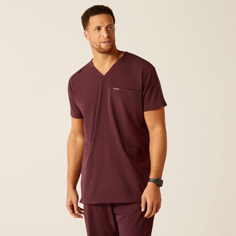 Ariat Derham 6 Pocket Scrub Top Winetasting Homme | DJH-46107604