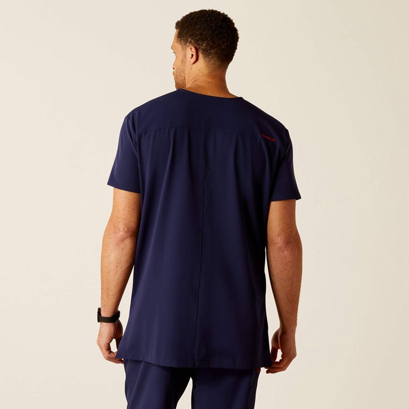 Ariat Derham 6 Pocket Scrub Top Bleu Marine Homme | TLS-84492300