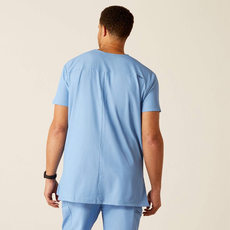 Ariat Derham 6 Pocket Scrub Top Bleu Clair Homme | FDM-96641991