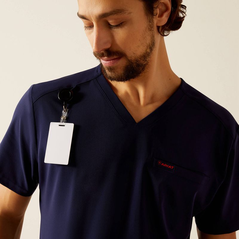 Ariat Derham 6 Pocket Scrub Top Bleu Marine Homme | TLS-84492300