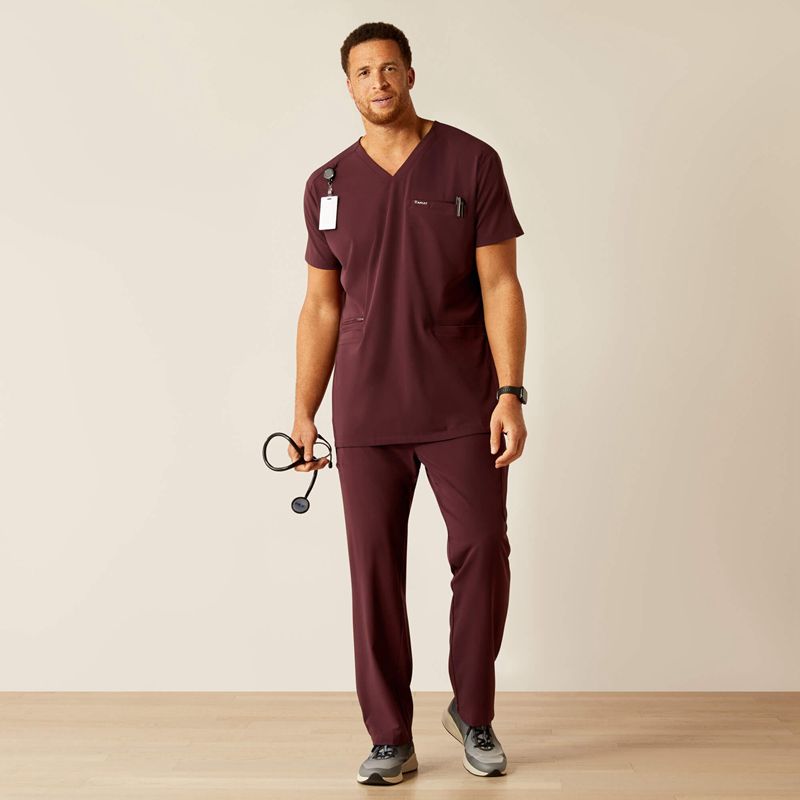 Ariat Derham 6 Pocket Scrub Top Winetasting Homme | DJH-46107604