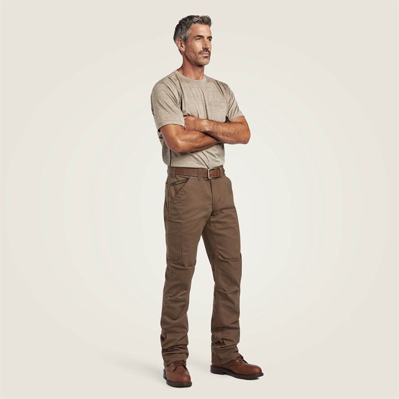 Ariat Rebar M5 Straight Durastretch Washed Twill Dungaree Straight Leg Pant Wren Homme | SKA-79697499