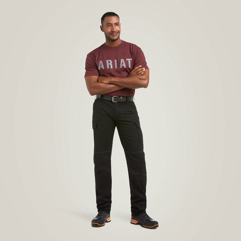 Ariat Rebar M5 Straight Durastretch Ripstop Cargo Straight Pant Noir Homme | EEC-59069169