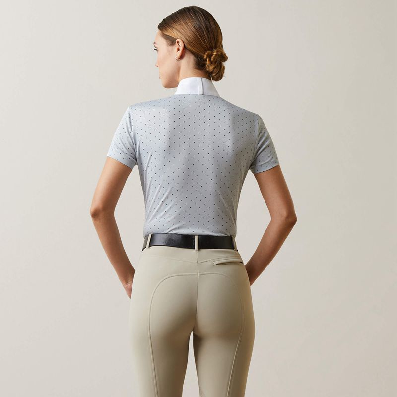 Ariat Aptos Show Shirt Pearl Gray Dot Femme | GMN-32276900