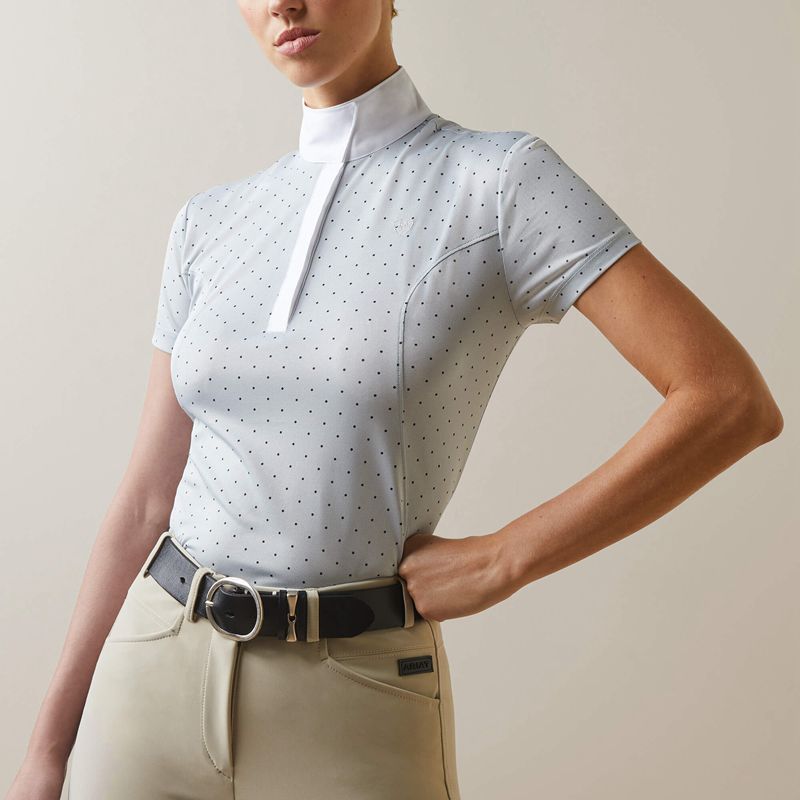 Ariat Aptos Show Shirt Pearl Gray Dot Femme | GMN-32276900