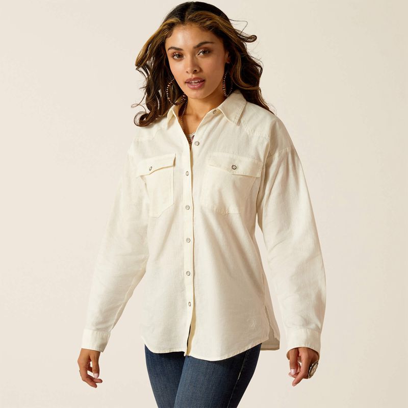 Ariat Wilkes Blouse Shirt Cloud Dancer Femme | WOC-77366297