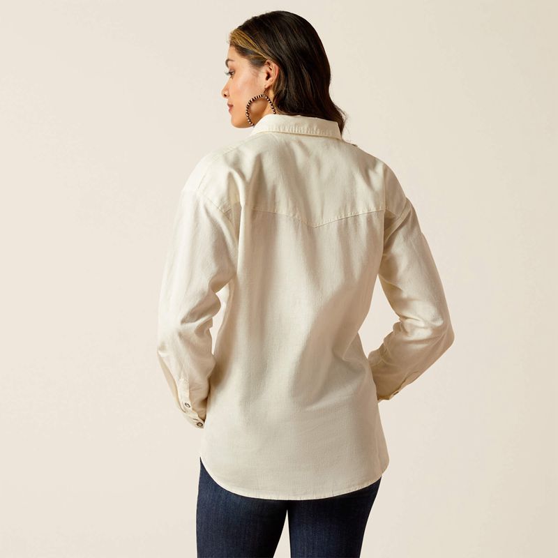 Ariat Wilkes Blouse Shirt Cloud Dancer Femme | WOC-77366297