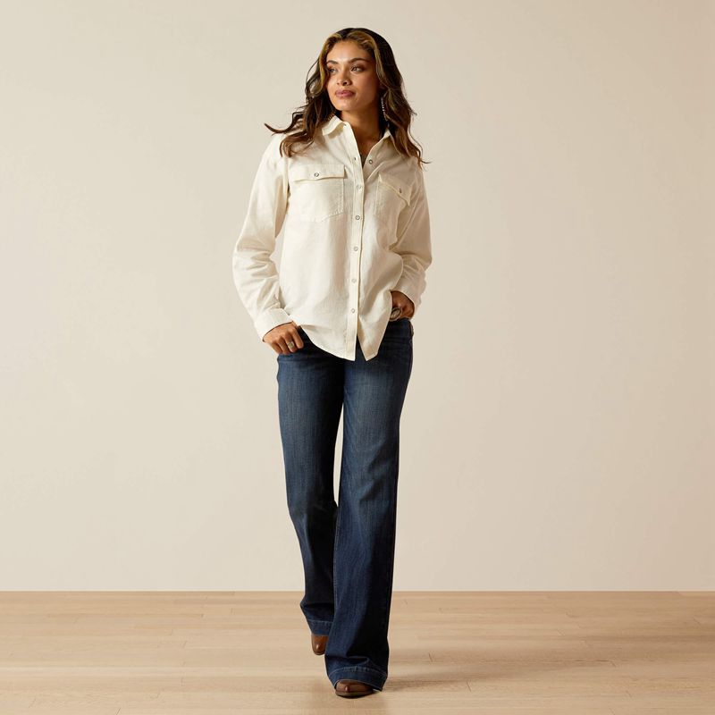 Ariat Wilkes Blouse Shirt Cloud Dancer Femme | WOC-77366297