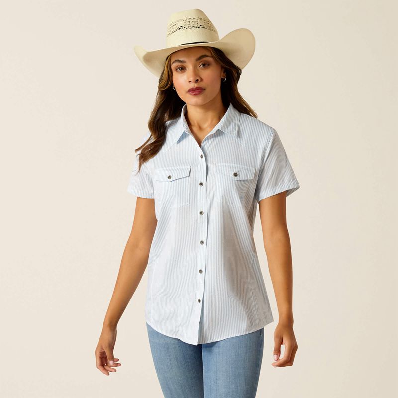 Ariat Western Venttek Shirt Distressed Stripe Femme | YEH-32546875