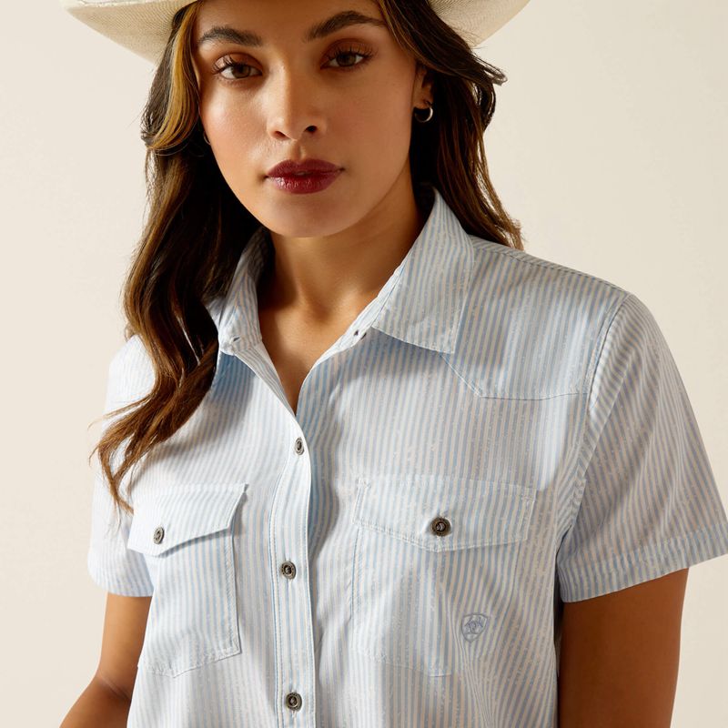 Ariat Western Venttek Shirt Distressed Stripe Femme | YEH-32546875