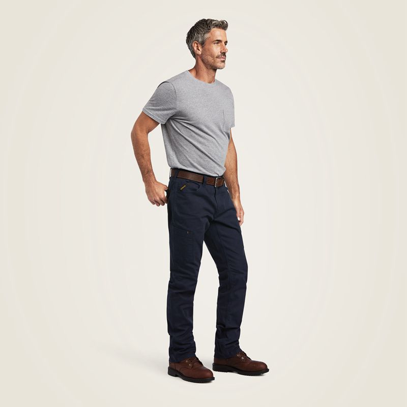 Ariat Rebar M4 Low Rise Durastretch Made Tough Stackable Straight Leg Pant Bleu Marine Homme | GPG-38163842