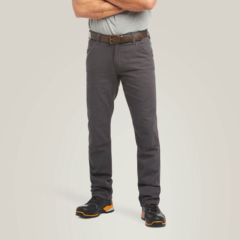 Ariat Rebar M4 Low Rise Durastretch Made Tough Double Front Stackable Straight Leg Pant Grise Homme | DZH-01760766