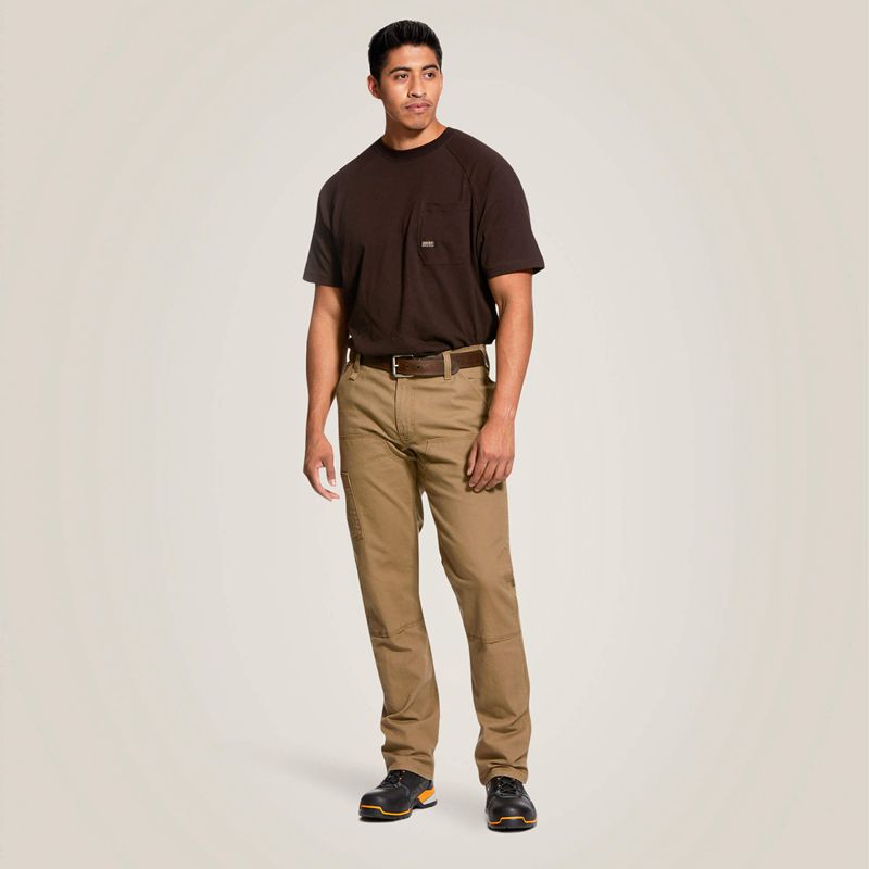 Ariat Rebar M4 Low Rise Durastretch Made Tough Double Front Stackable Straight Leg Pant Kaki Homme | KHT-50378824