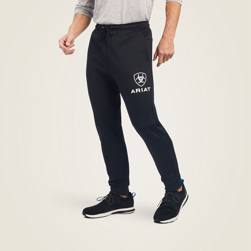 Ariat Logo Tek Fleece Jogger Sweatpants Noir Homme | PSL-06661068