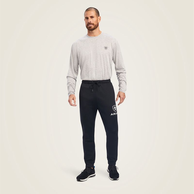 Ariat Logo Tek Fleece Jogger Sweatpants Noir Homme | PSL-06661068