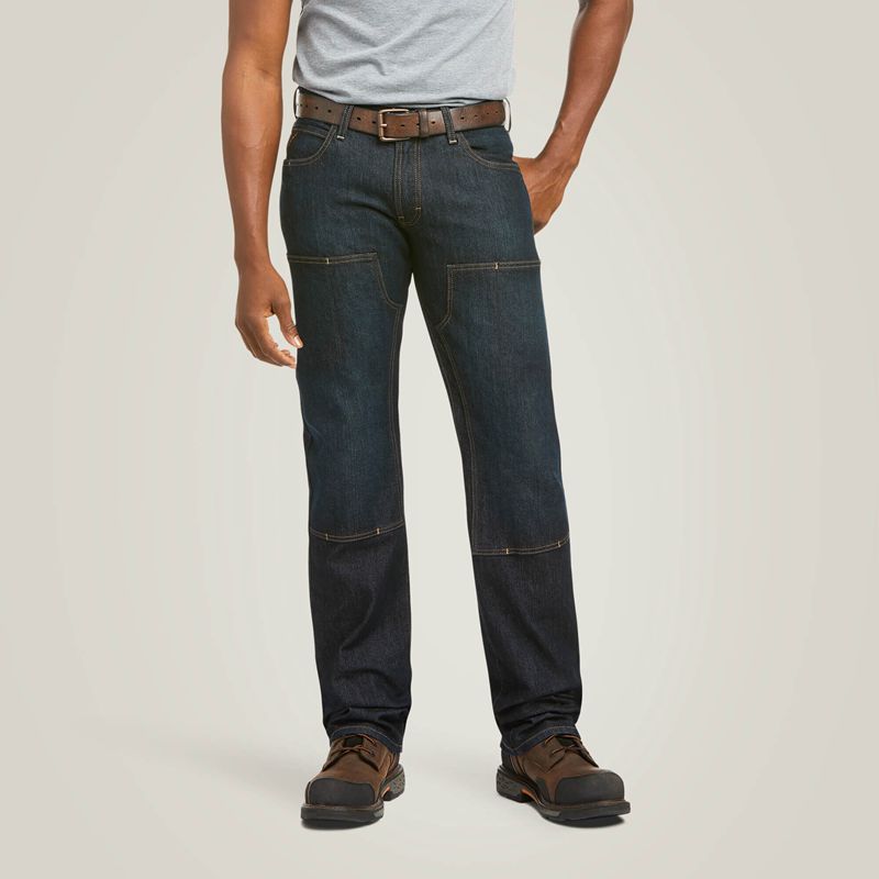 Ariat Rebar M5 Straight Durastretch Basic Double Front Stackable Straight Leg Jean Blackstone Homme | CGJ-41433559