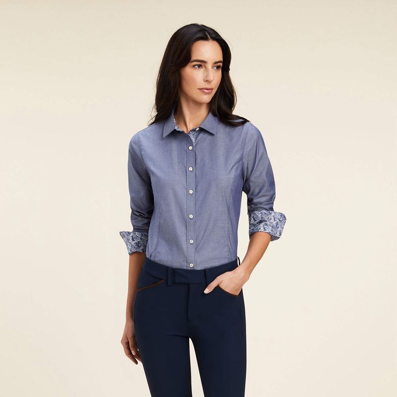 Ariat Tomales Shirt Bleu Marine Femme | DOV-55325656