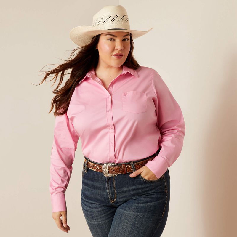 Ariat Team Kirby Stretch Shirt Rose Femme | SVE-48476474