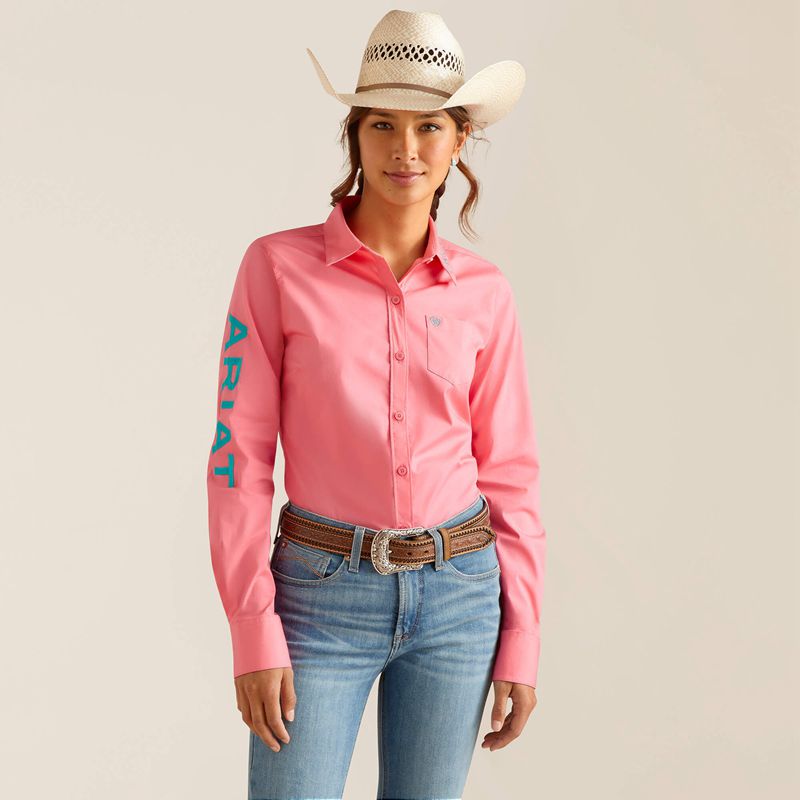 Ariat Team Kirby Stretch Shirt Rose Femme | WAU-02395800