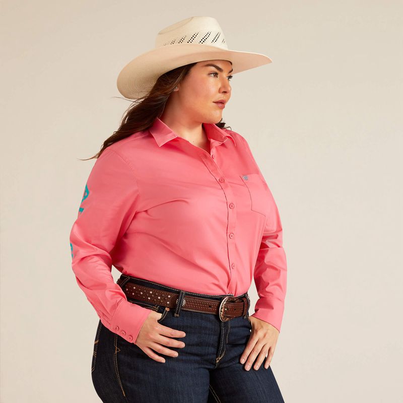 Ariat Team Kirby Stretch Shirt Rose Femme | WAU-02395800