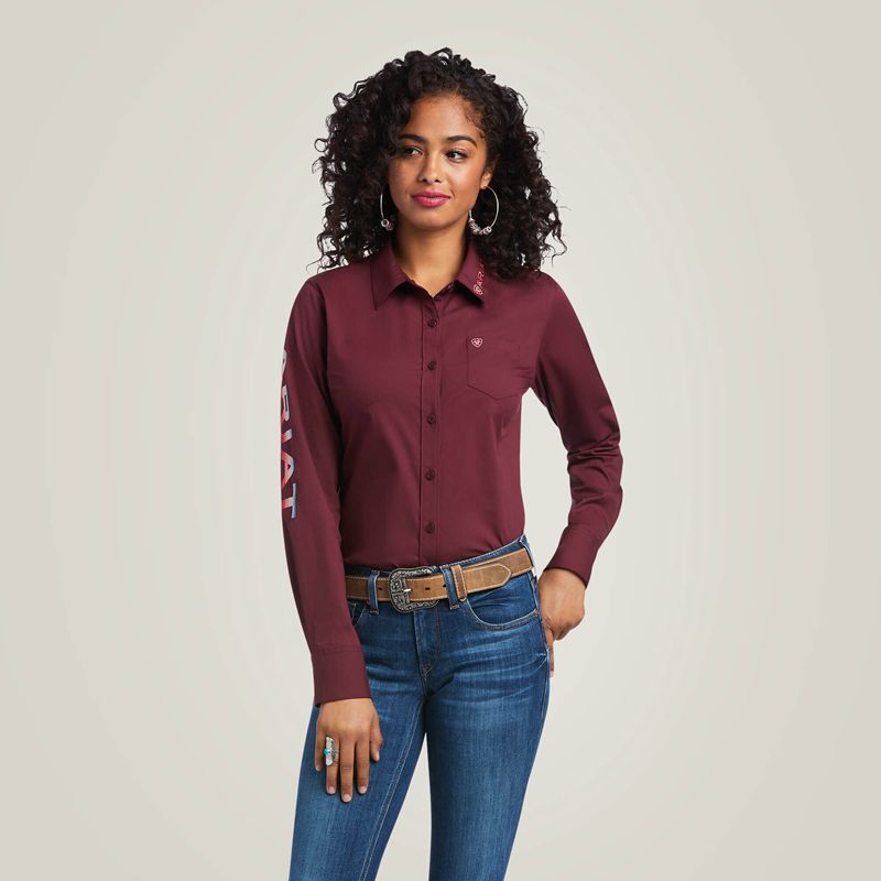 Ariat Team Kirby Stretch Shirt Zinfandel Femme | NWX-10272731