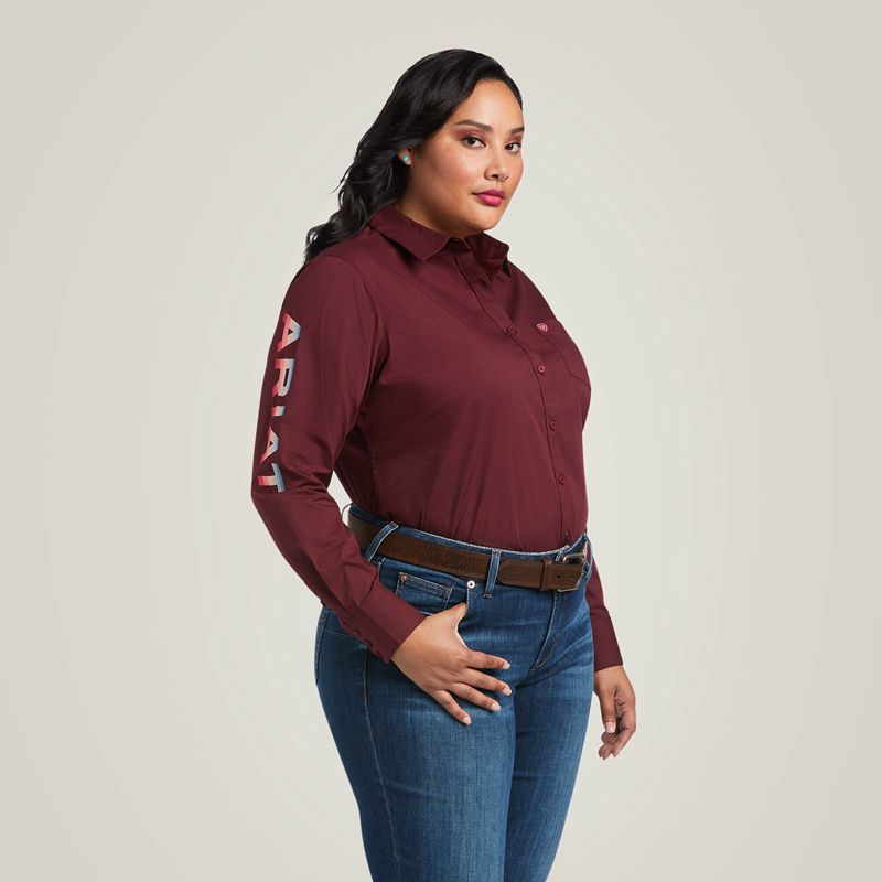 Ariat Team Kirby Stretch Shirt Zinfandel Femme | NWX-10272731